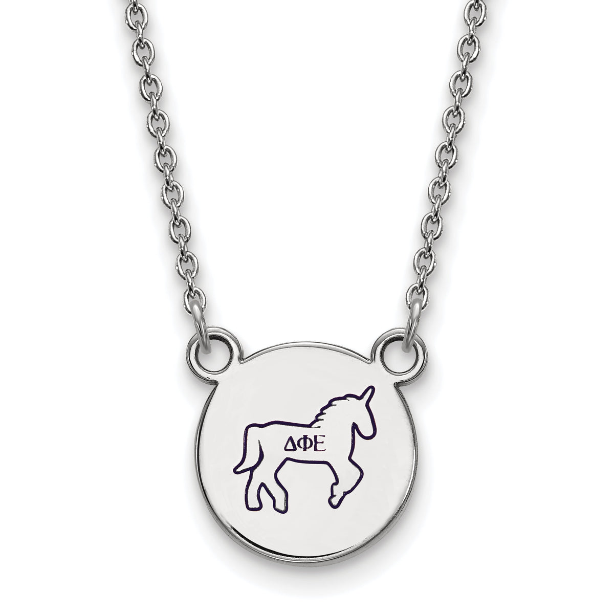 Sterling Silver 18in Official Licensed Greek Sororities Delta Phi Epsilon (???) XS Enamel Pendant w/Necklace