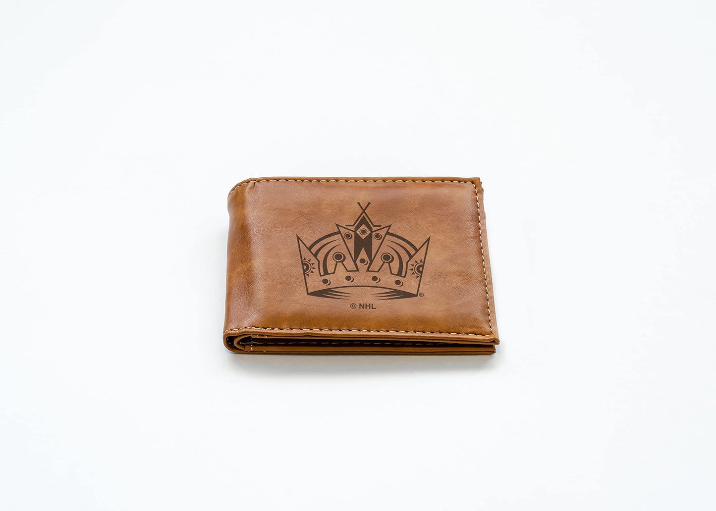 NHL LA Kings Brown Faux Leather Bi-fold Wallet with 4 Card Slots and Flip-up ID Window QGC7343