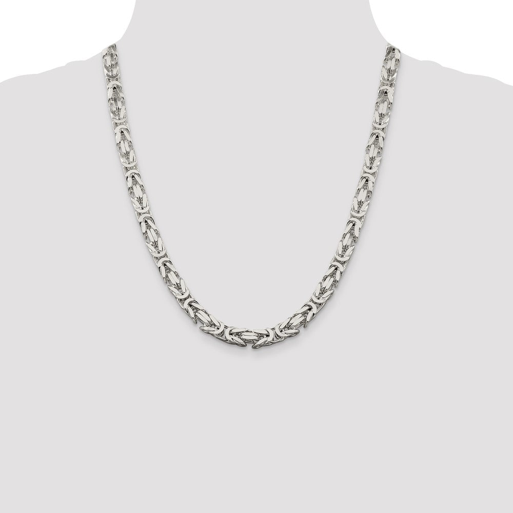 Sterling Silver 7.5mm Byzantine Chain 22 Inches