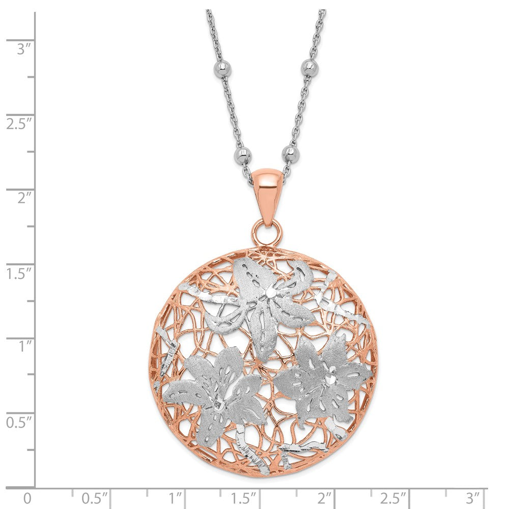 Sterling Silver Rose-tone 18k Flash-plated w/ 2in ext Necklace