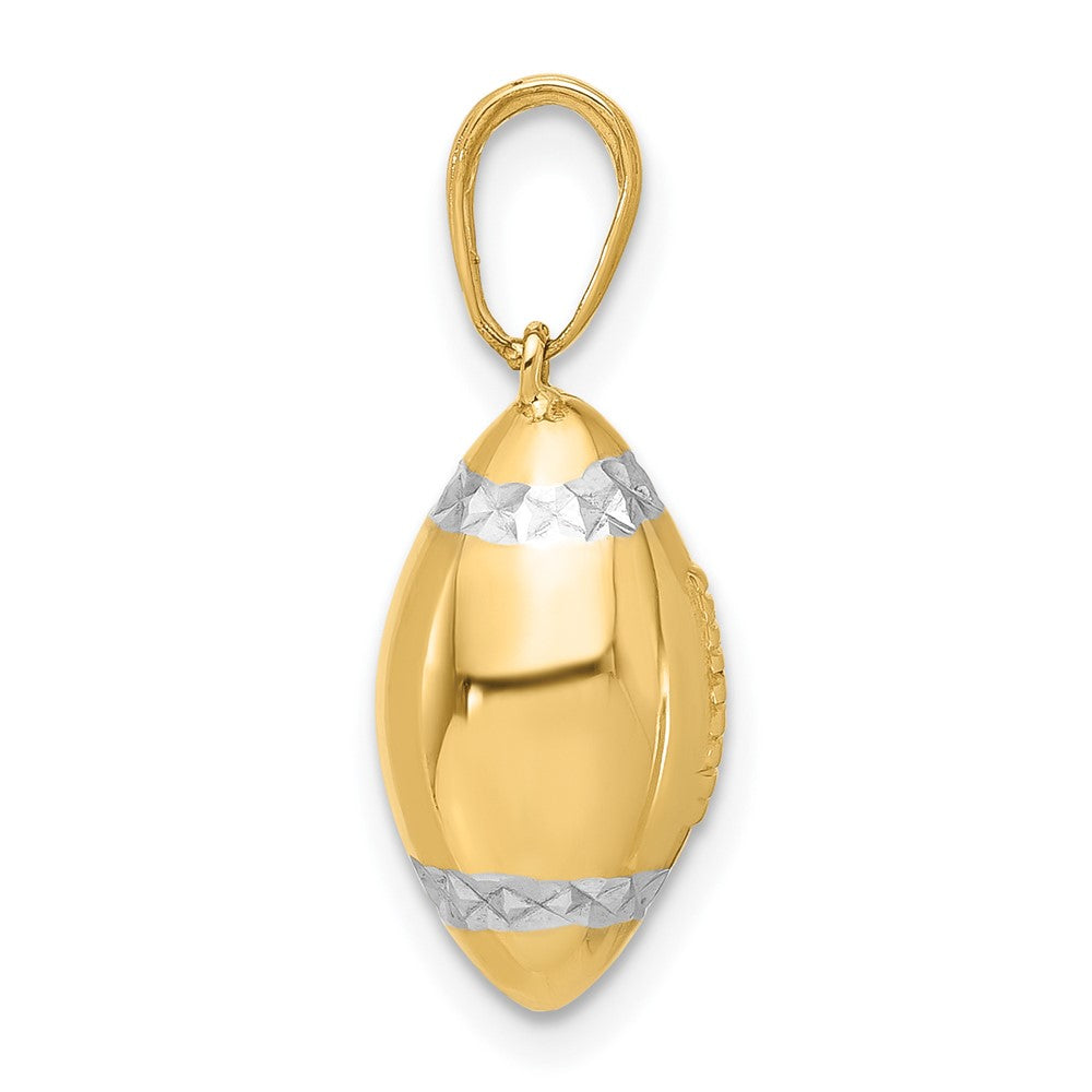 14k and White Rhodium D/C 3D Football Pendant