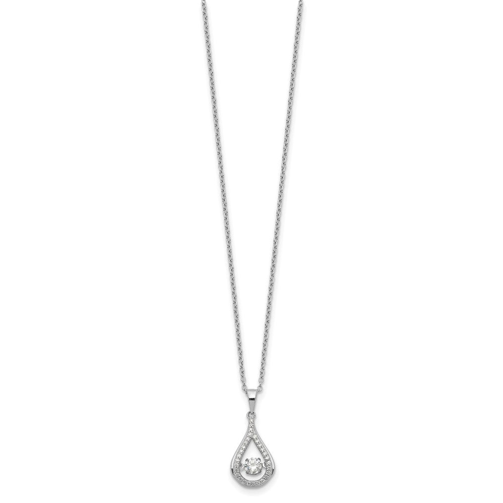 Cheryl M Sterling Silver Rhodium-plated Brilliant-cut Vibrant CZ Teardrop 18 Inch Necklace 18 Inches