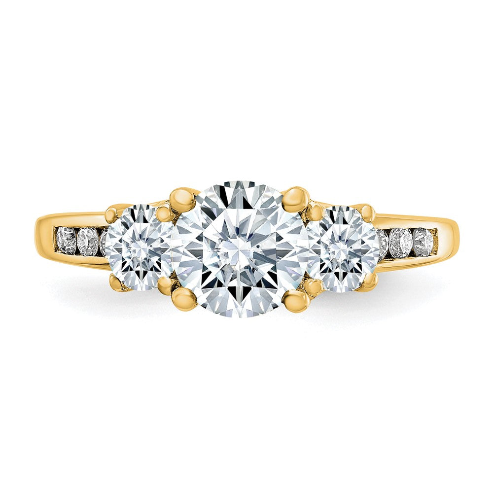 14ky 1.50ct. Three Stone with Side Stones G H I True Light Moissanite Ring