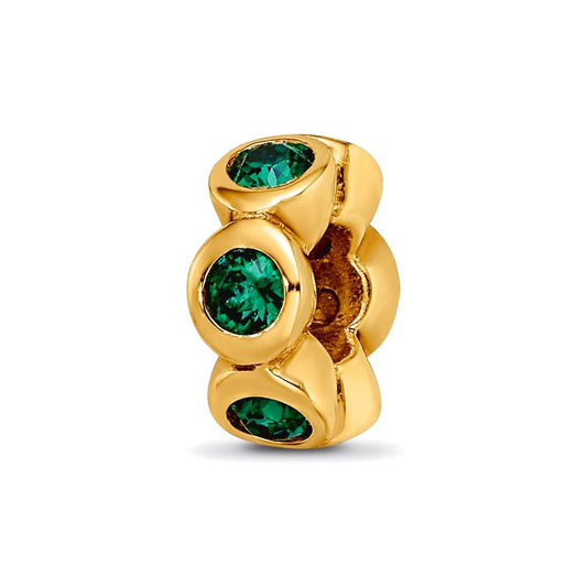 Sterling Silver Gold-plated Reflections May Green Preciosa Crystal Bead