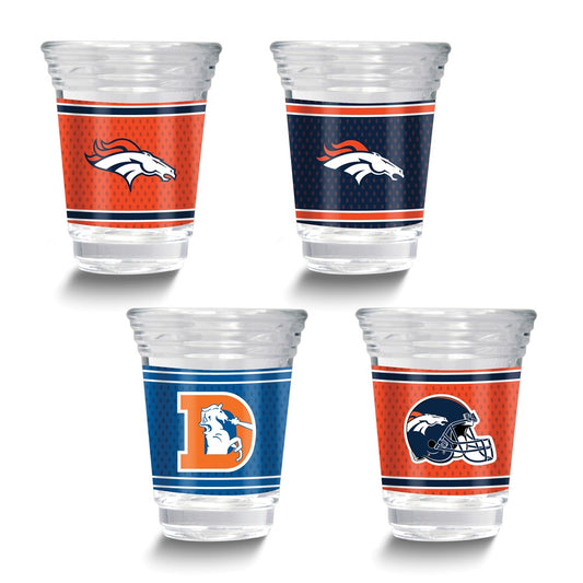 NFL Denver Broncos 4-piece 2 oz. Shot Glass Set