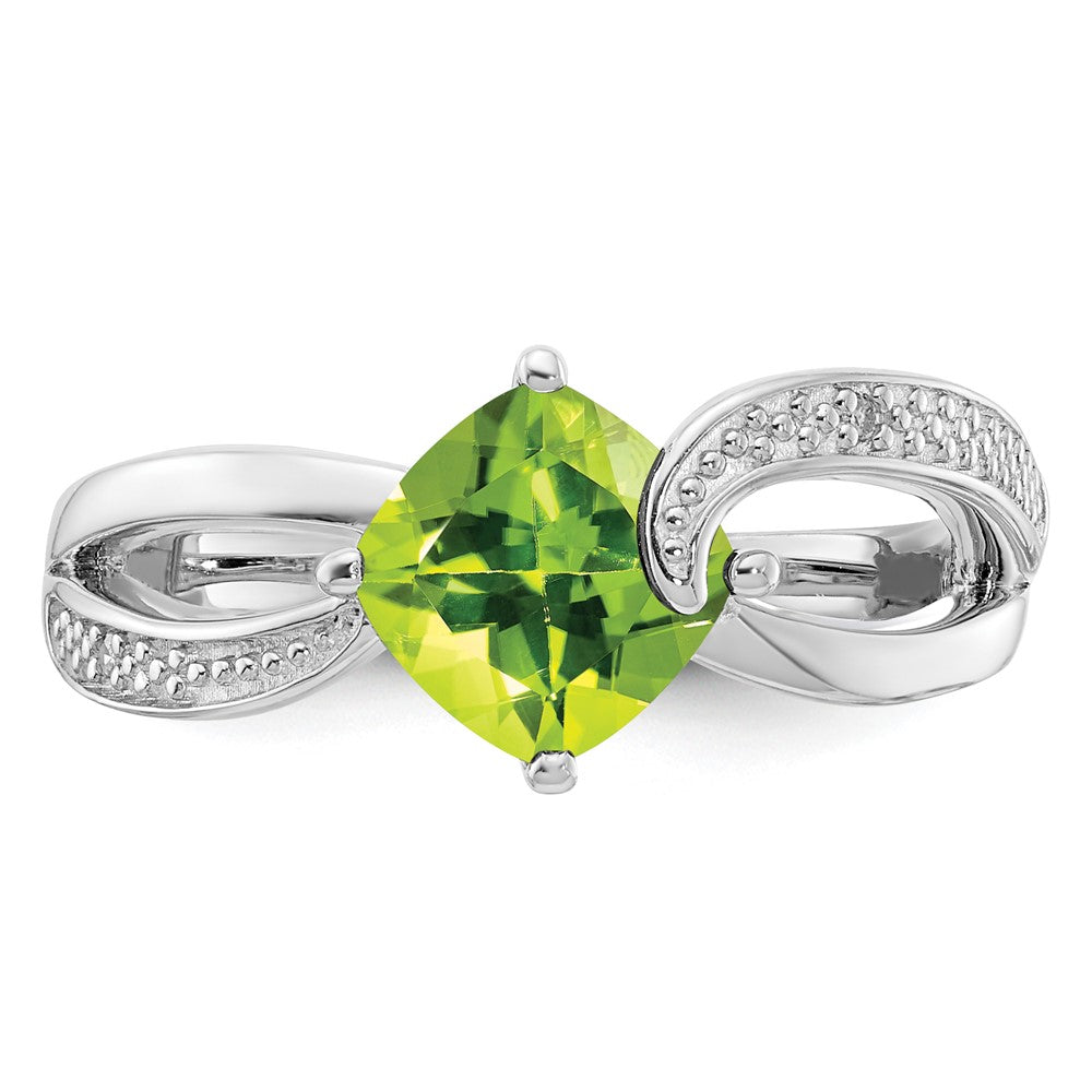 Sterling Silver ANC Peridot & Diamond Ring