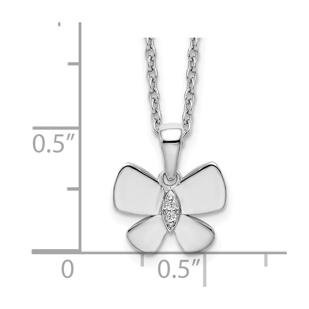 White Ice Sterling Silver Rhodium-plated 18 Inch Diamond Butterfly Necklace with 2 Inch Extender 18 Inches