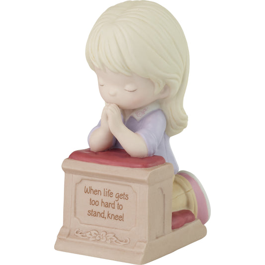 Precious Moments Hand-painted Porcelain Blonde Girl Kneeling In Prayer Figurine