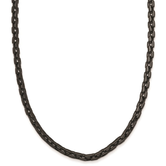 Stainless Steel & Black IP 6mm Square Link 24 Necklace