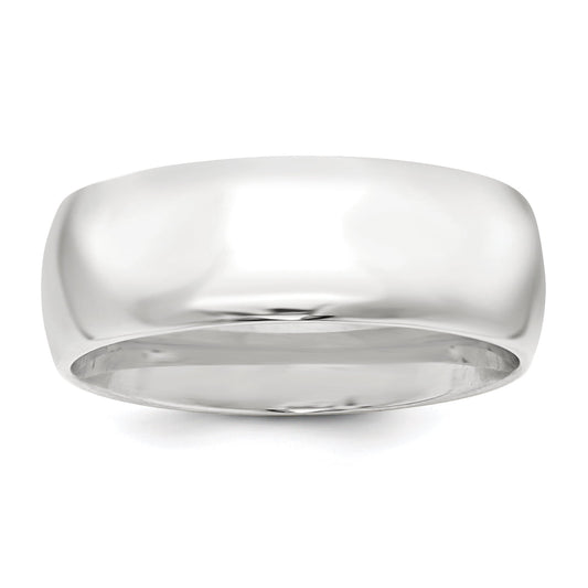Sterling Silver Rhodium-plated 8mm Comfort Fit Size 13 Band Q-QCF080RH-13