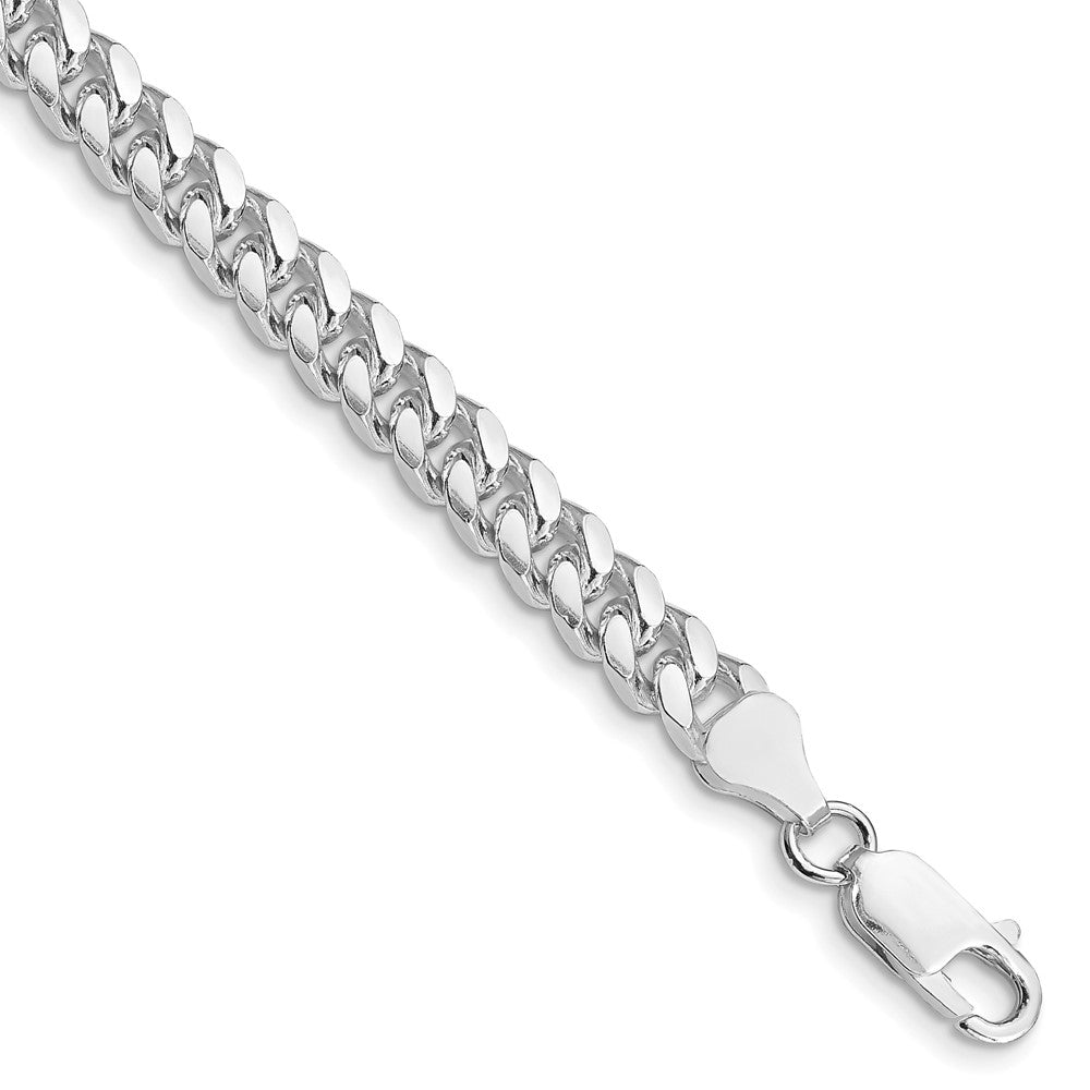 Sterling Silver Rhodium-plated 6mm Domed w/ Side D/C Curb Chain 7 inches