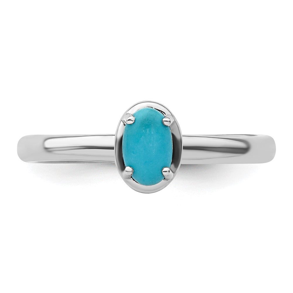 Sterling Silver Stackable Expressions Turquoise Polished Ring Size -7