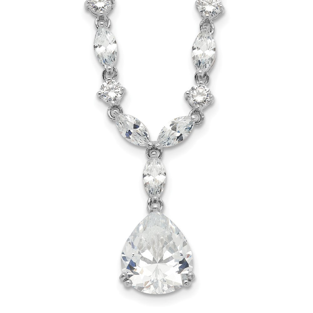 Cheryl M Sterling Silver Rhodium-plated Fancy Marquise-cut & Brilliant-cut Pear CZ 17 Inch Necklace 17 Inches