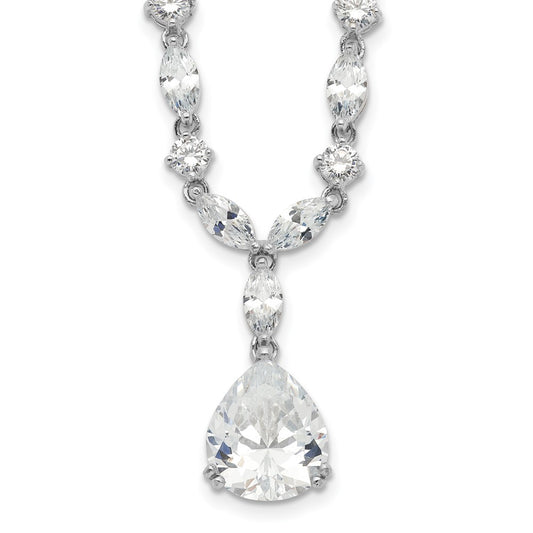 Cheryl M Sterling Silver Rhodium-plated Fancy Marquise-cut & Brilliant-cut Pear CZ 17 Inch Necklace 17 Inches