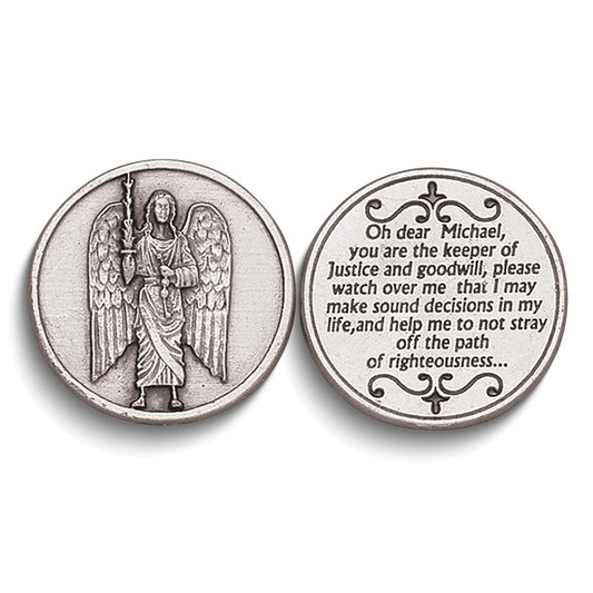 Archangel Michael Silver-tone Pocket Token