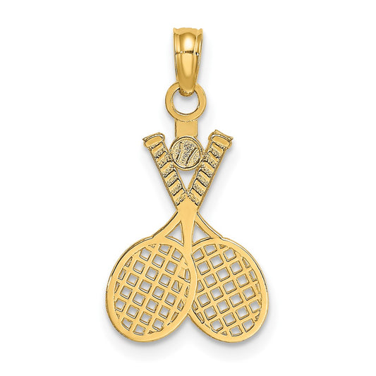 14K Double Tennis Racket w/ Ball Charm