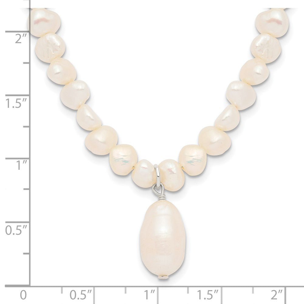 Sterling Silver FW Cultured Pearl Drop 18in Necklace 18 Inches