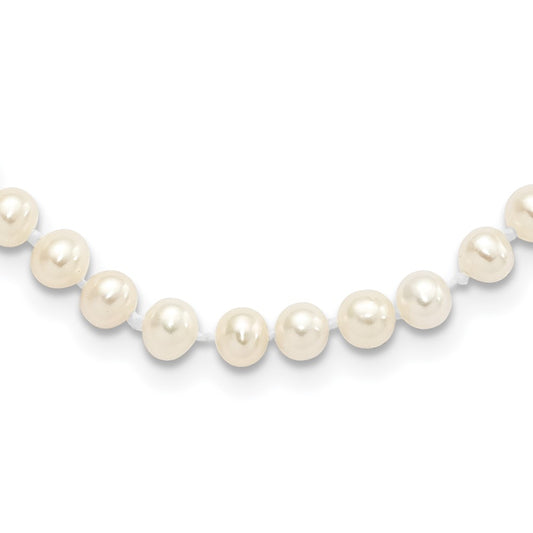 Sterling Silver Rhodium-plated 4-5mm White Near-Round Freshwater Cultured Pearl 18 inch Necklace 18 Inches