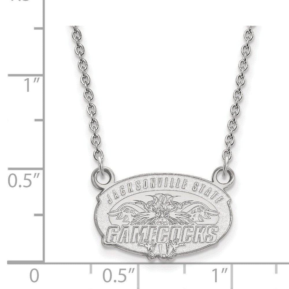 Sterling Silver Rhodium-plated LogoArt Jacksonville State U. Small Pendant 18 inch Necklace QSS009JAC-18