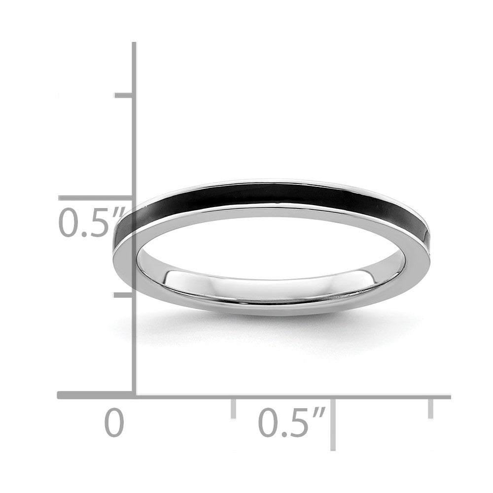 Sterling Silver Stackable Expressions Black Enameled 2.25mm Ring Size -8