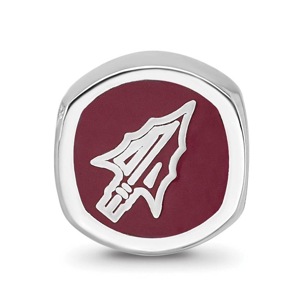 Sterling Silver & Enamel Florida State U. Cushion Shaped Bead Charm