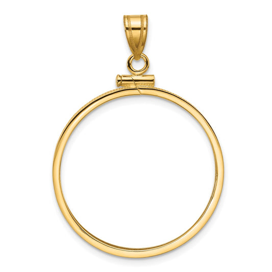 Wideband Distinguished Coin Jewelry 10k Polished 27.0mm x 2.35mm Screw Top Coin Bezel Pendant
