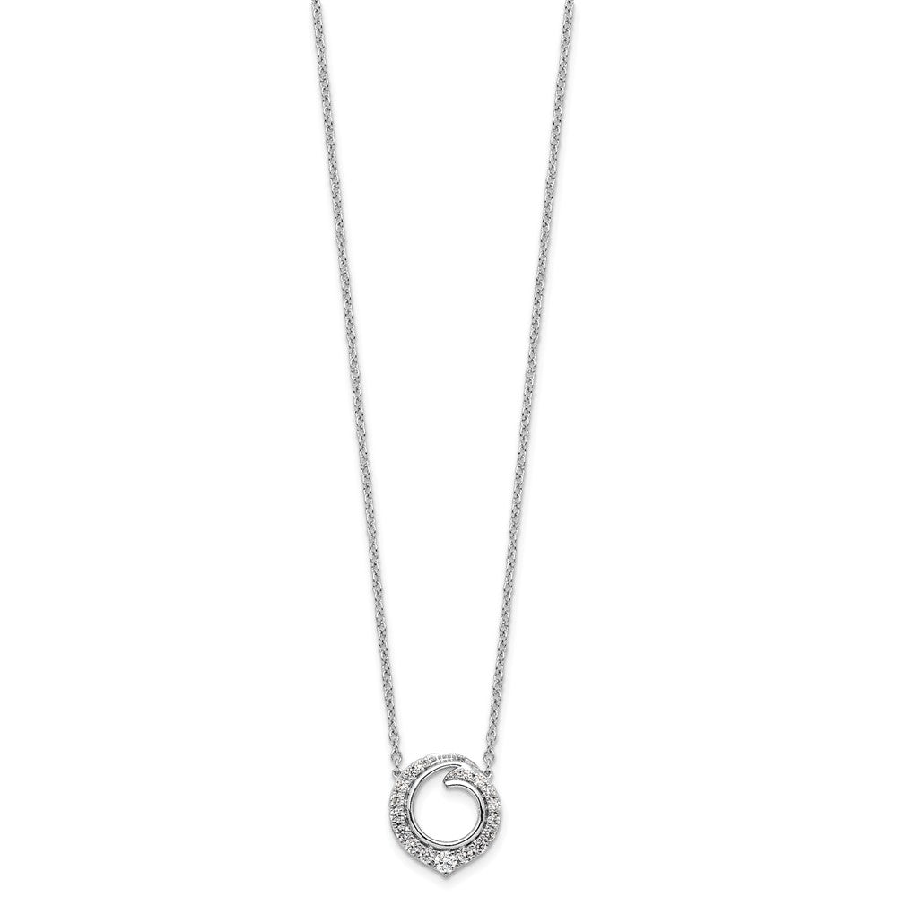 14k White Gold 1/2 carat Diamond Fancy Swirl Circle 18 inch Necklace