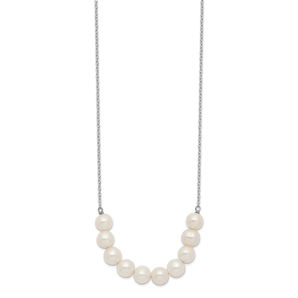 Sterling Silver Rhodium-plated 6-7mm White Near-Round Freshwater Cultured Pearl 18 inch Necklace 18 Inches