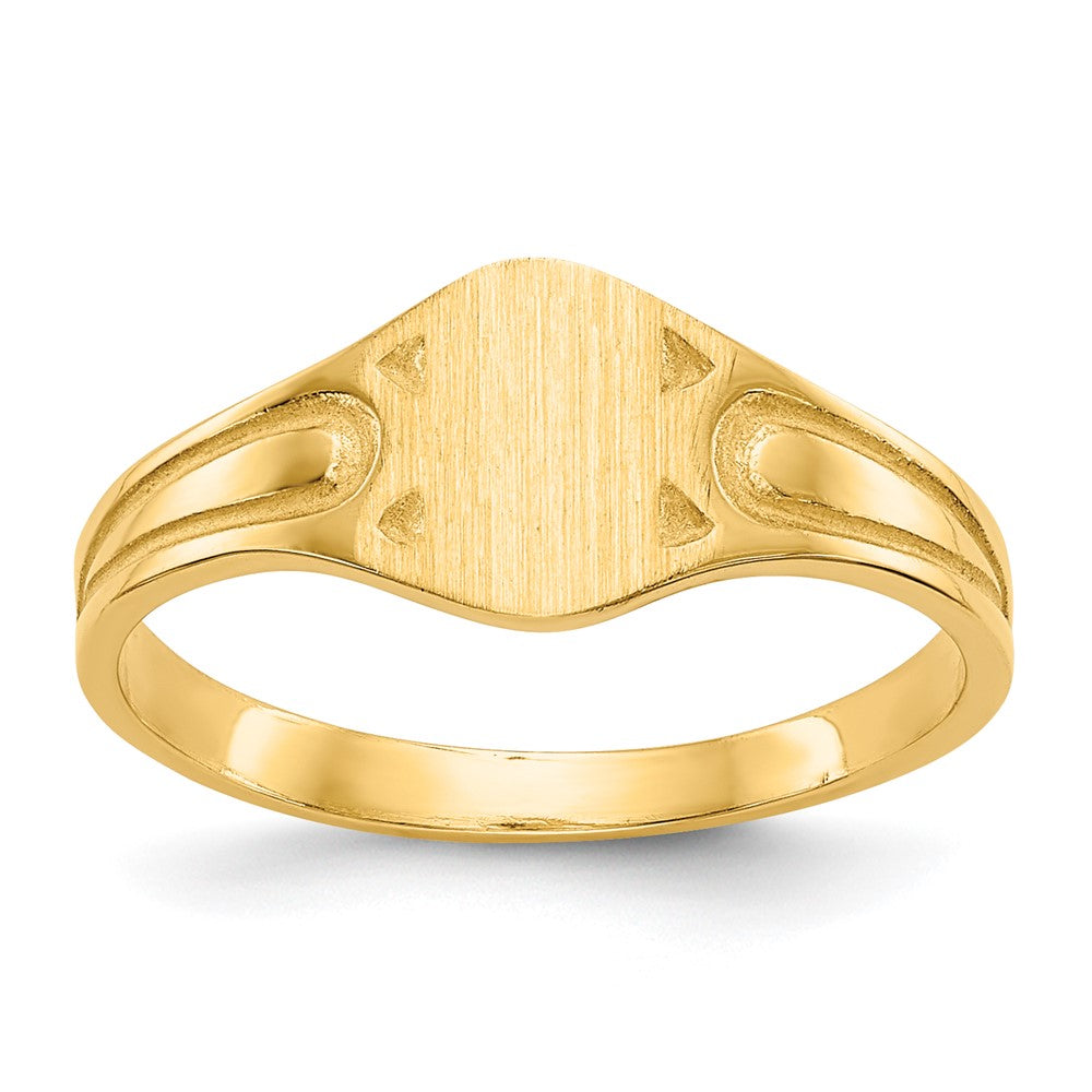 14k 6.5x4.0mm Closed Back Children's Signet Ring size 4.5