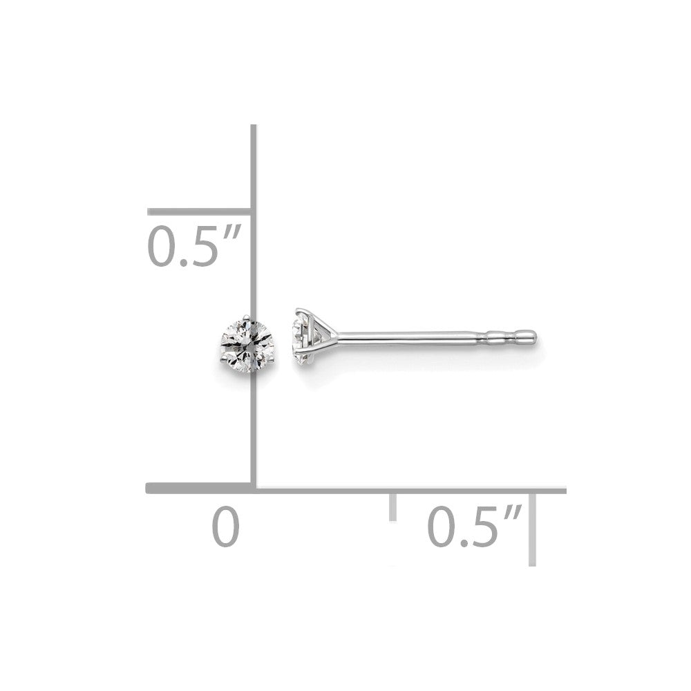 14k White Gold 1/10 ctw Lab Grown Diamond VS/SI+ G+ Round 3 Prong Heavy Wt. Stud Earrings