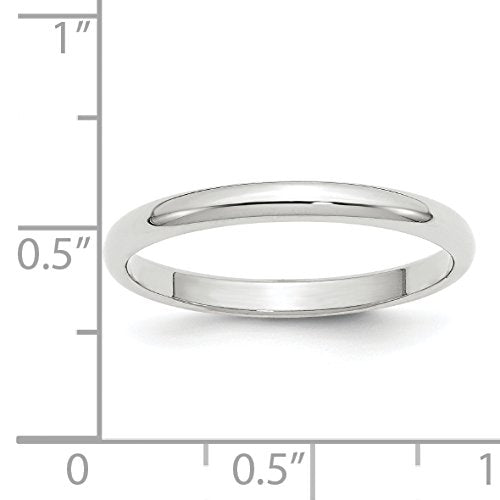 10k White Gold 2.5mm Half Round Wedding Band Size 13