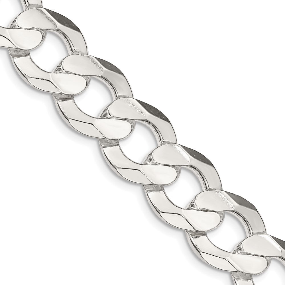 Sterling Silver 14.0mm Concave Beveled Curb Chain 20 Inches