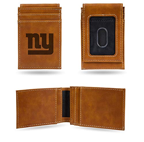 Giants - Ny Laser Engraved Brown Front Pocket Wallet