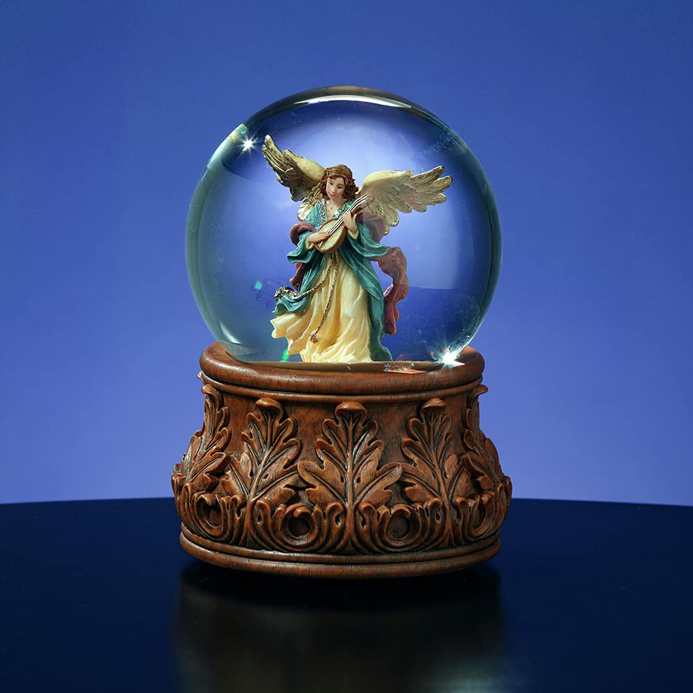 San Franciscto Music Box Angel Playing Mandolin Musical (Plays Angels We Have Heard On High) Water Globe Q-GM10656