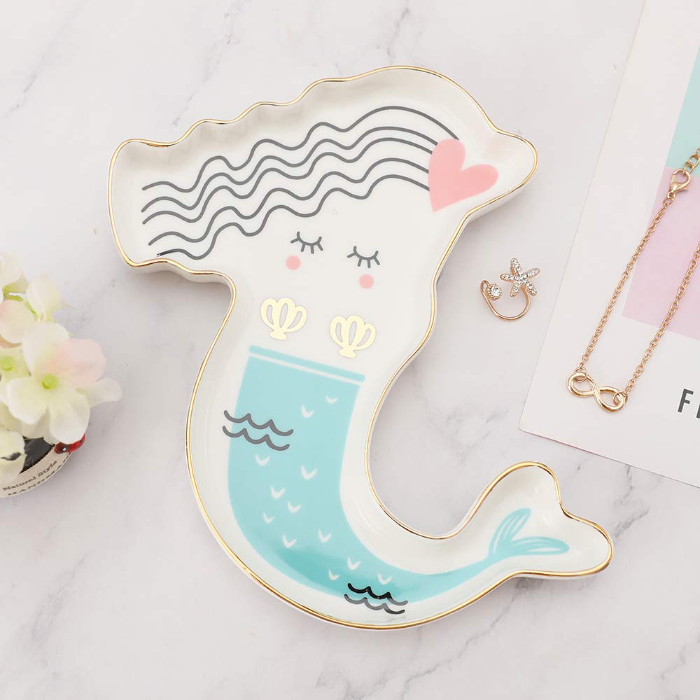Mermaid Ceramic Trinket Plate and Decorative Jewelry Dish