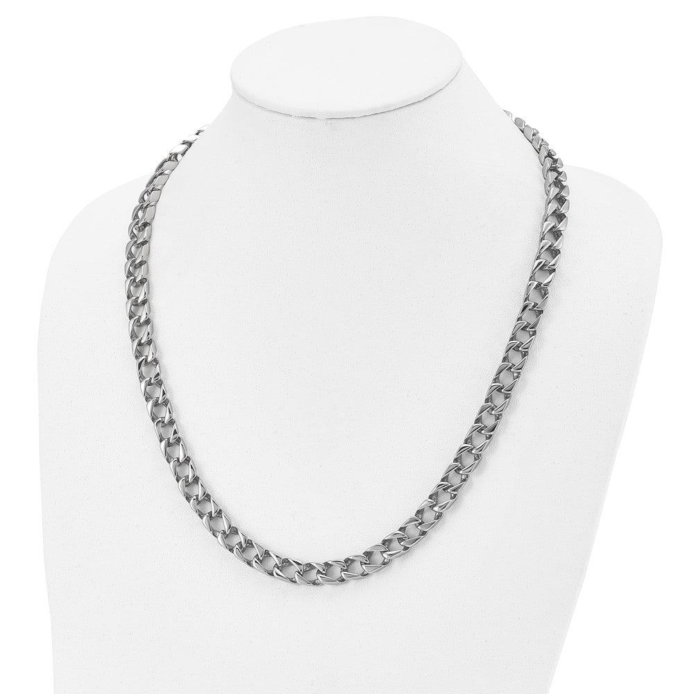 Stainless Steel Polished Square Link 24in Necklace