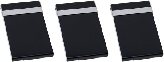 Set of 3 Brushed Metal Business Card Case Holders With Bar Closure Mechanism (Vertical, Gunmetal)