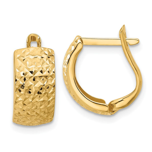 10K Polished and Diamond-cut Omega Back Earrings