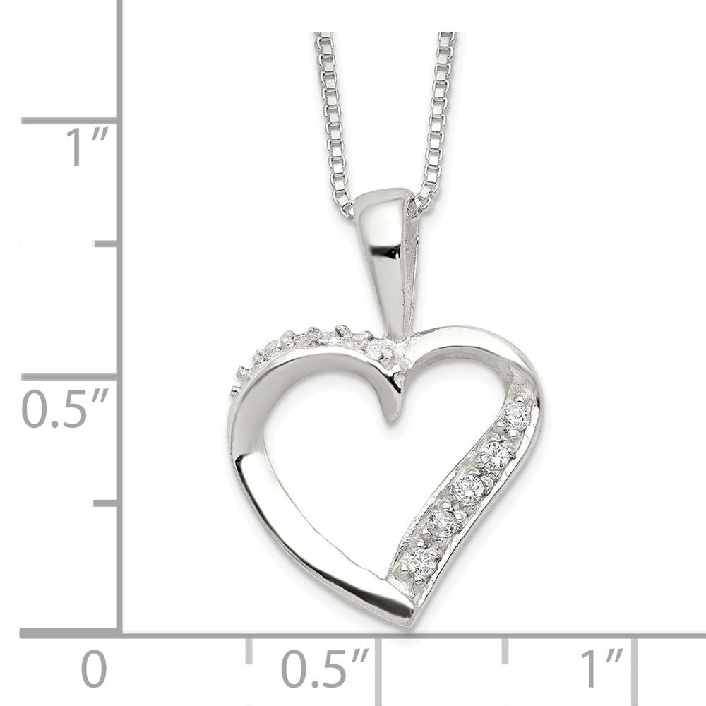 Sterling Silver CZ Heart Necklace 18 Inches