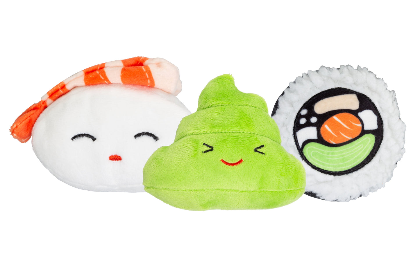 Pearhead Pet Sushi Bento Plush Squeaker Dog Toys, Set of 3
