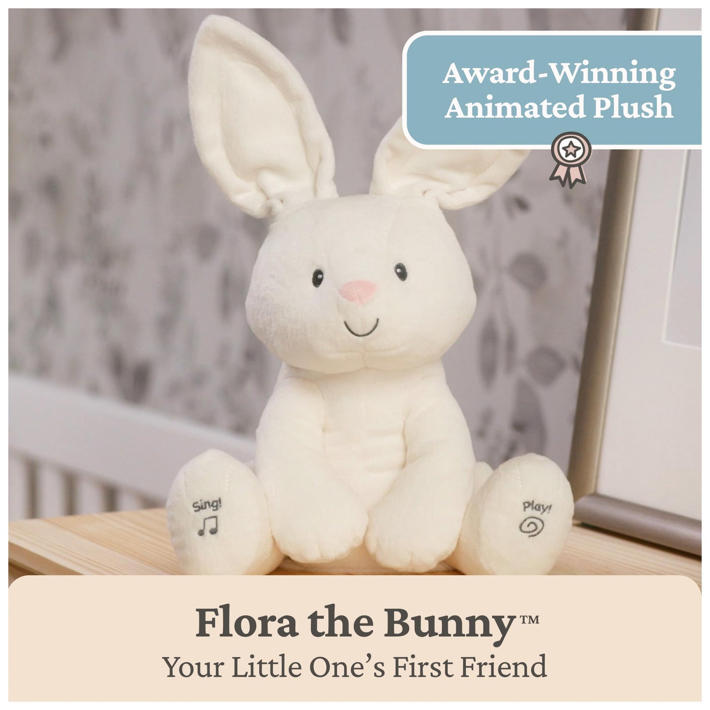 Baby GUND Flora The Bunny Animated Plush Stuffed Animal Toy, Cream, 12"