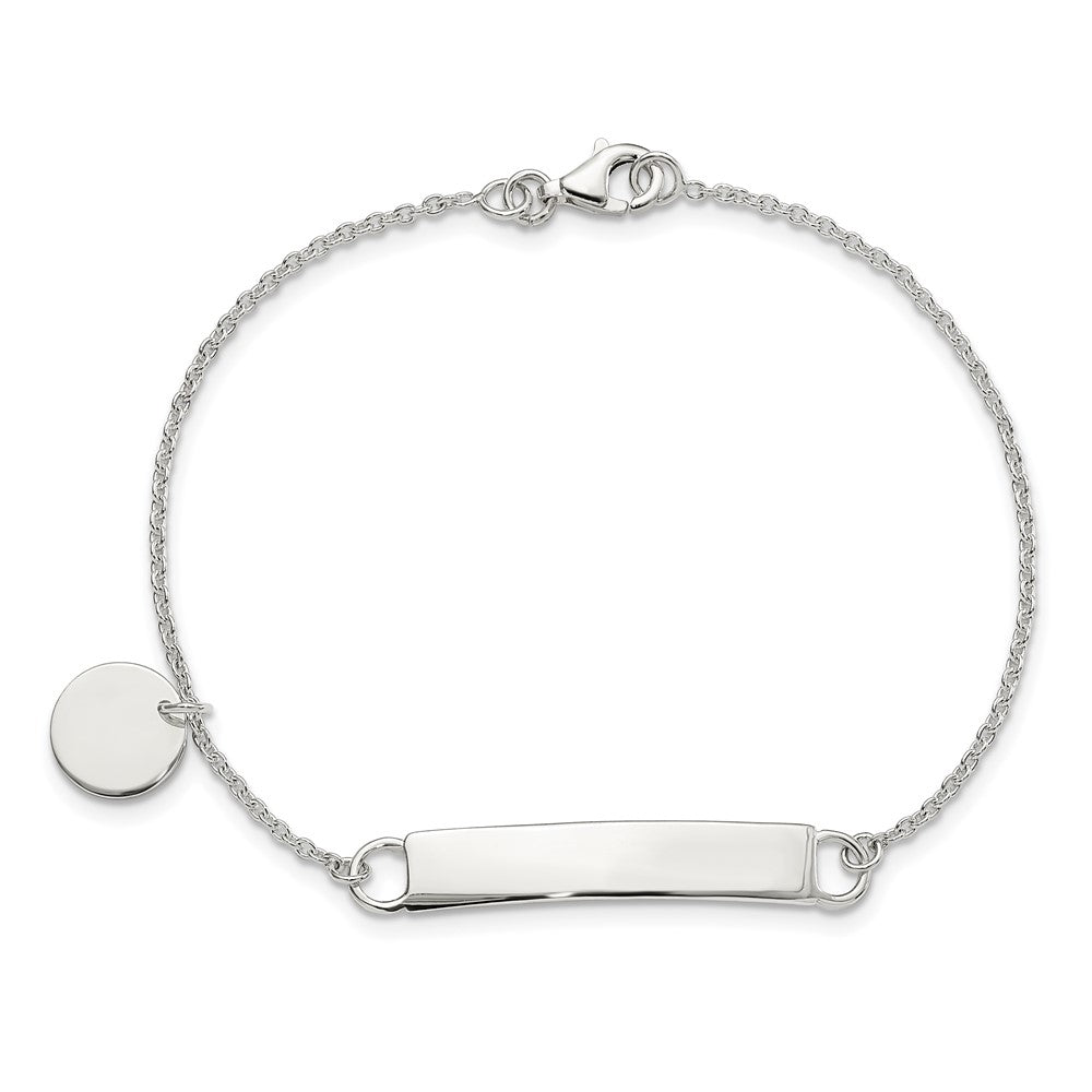 Sterling Silver Polished 7.5 inch Curb Link ID Bracelet W/Sliding Accent 7.5 inches