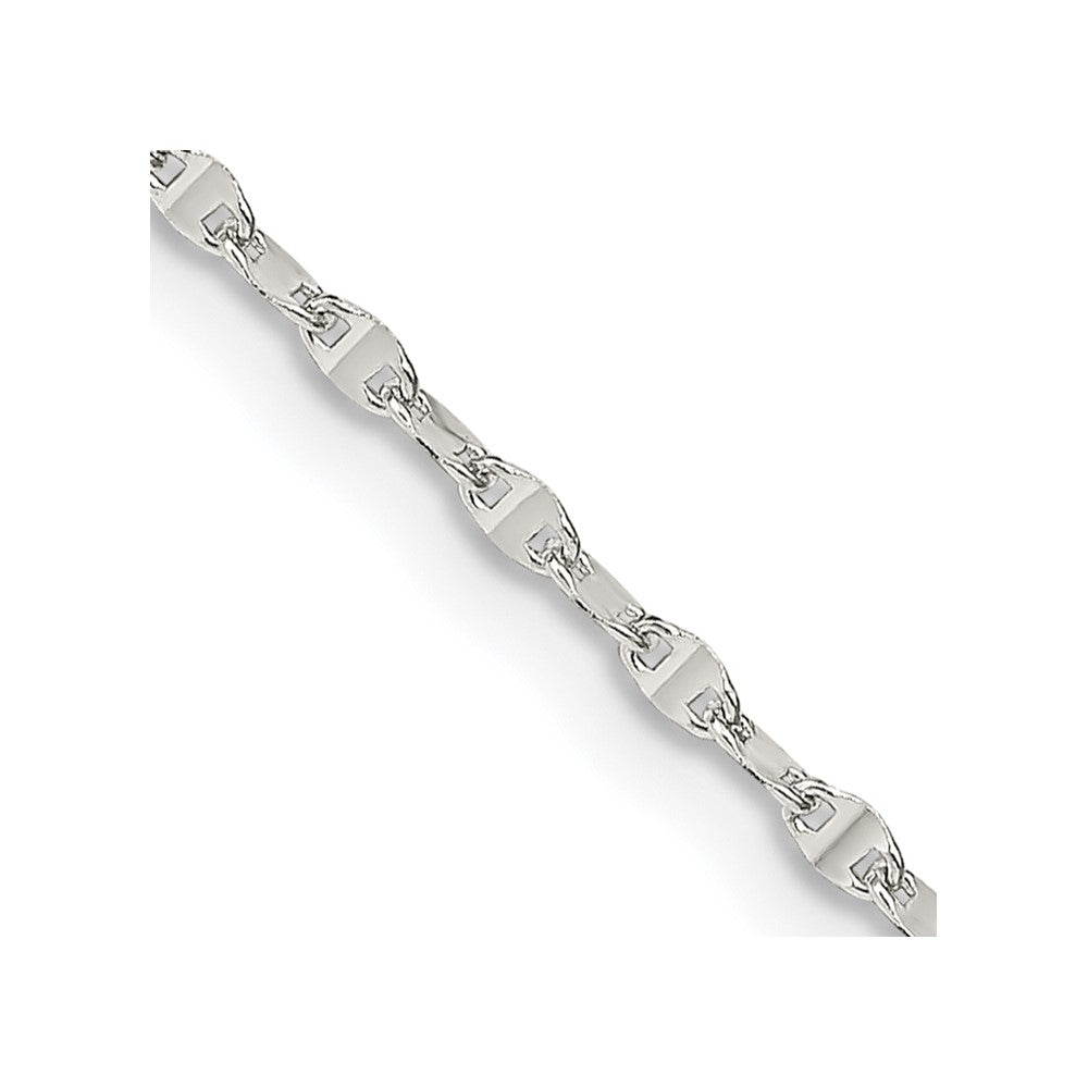 Sterling Silver 1.75mm Fancy Wave Flat Link Chain 24 Inches