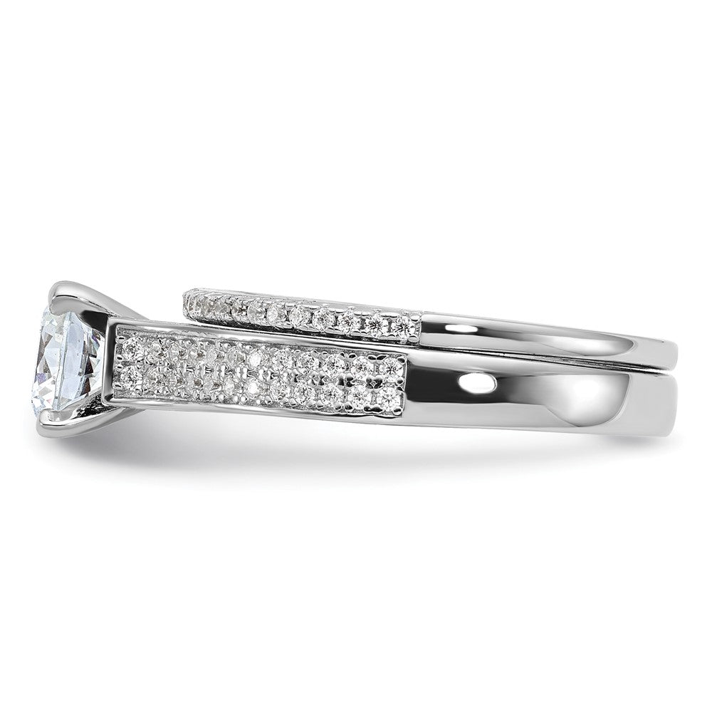 Brilliant Embers Sterling Silver Rhodium-plated 135 Stone Micro Pav‚ CZ 2-piece Wedding Set