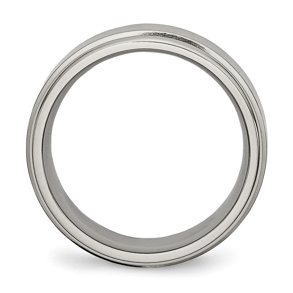 Titanium Brushed Center 8mm Ridged Edge Band Size - 17