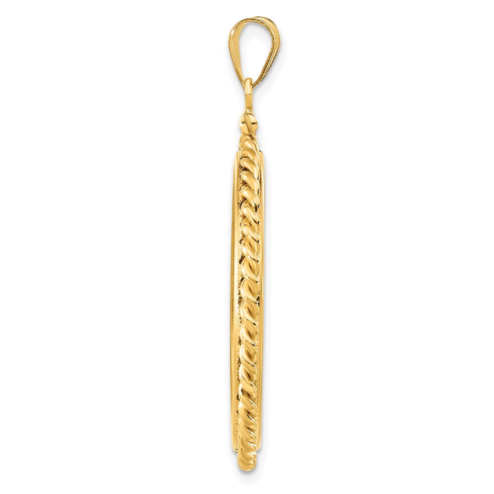 Wideband Distinguished Coin Jewelry 14k Polished Twisted Wire 30.0mm x 3.00mm Screw Top Coin Bezel Pendant