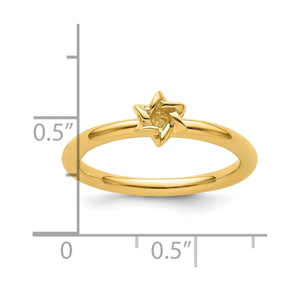 Sterling Silver Stackable Expressions Yellow-plated Star of David Ring Size -5