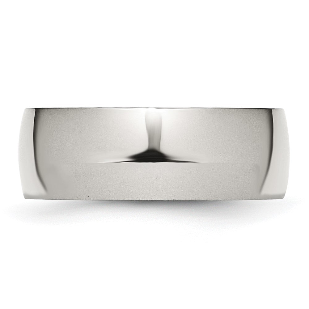 Stainless Steel Polished 8mm Half Round Band Size - 9.5