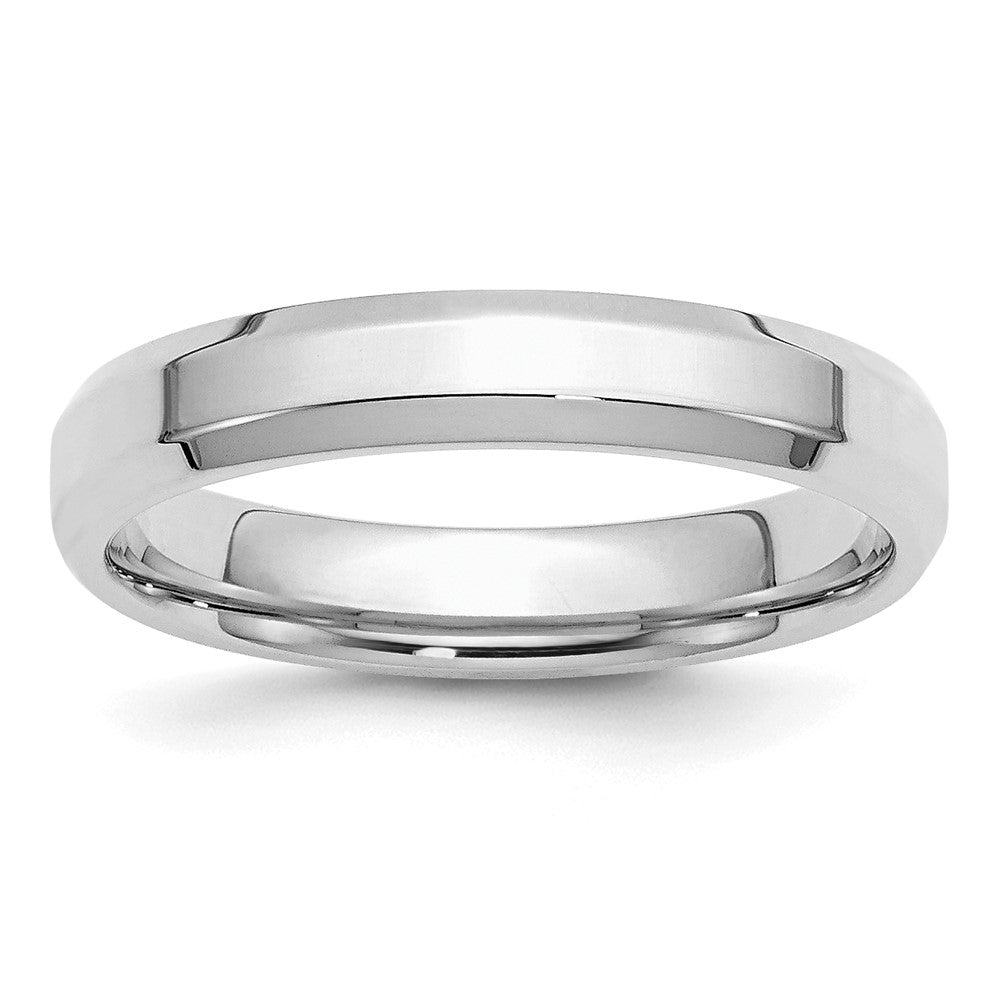 SS Rhodium-plated 4mm Bevel Edge Size 9 Band