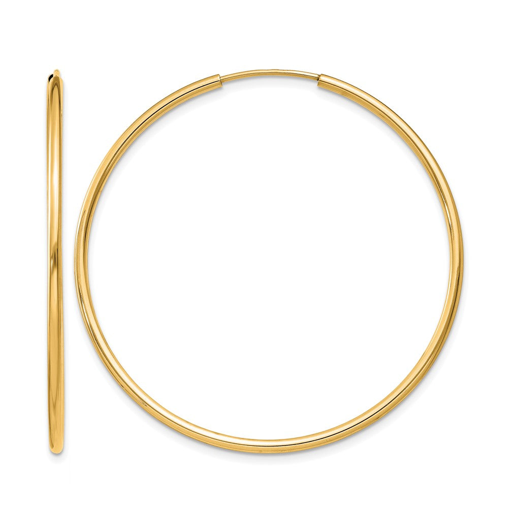 14K Gold 1.50mm Polished Round Endless Hoop Earrings